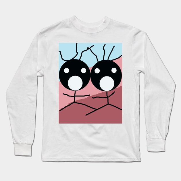 Twin Babies Stick Figure Long Sleeve T-Shirt by Eigo Wild